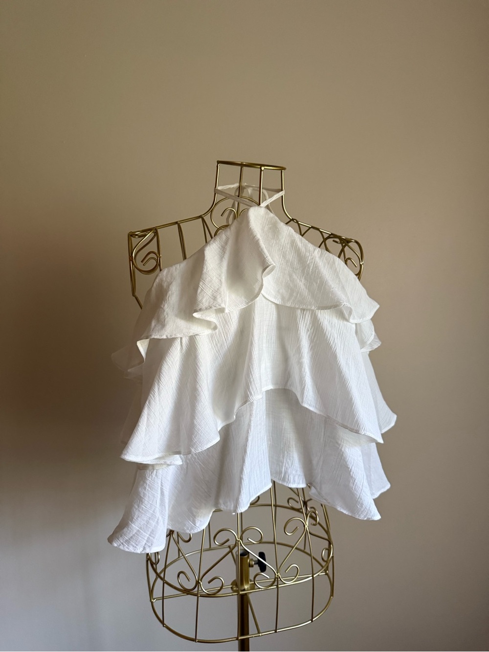 Altar'd State White Ruffled Tiered Crop Top